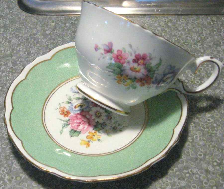 CRS124 Footed Cup & Saucer Set by Crown Staffordshire-1