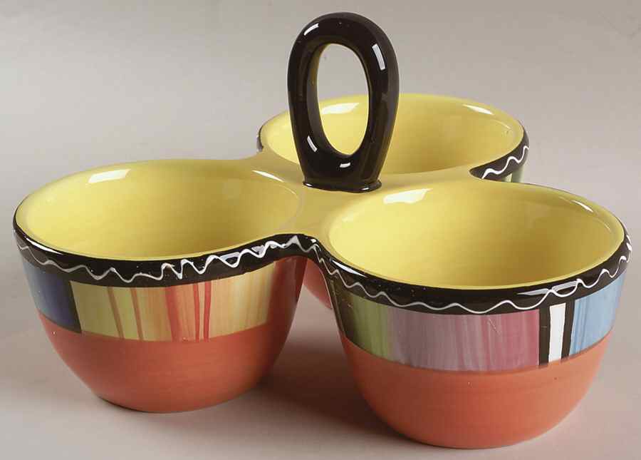 Serape 3-Part Relish with Center Ceramic Handle by Certified International-1
