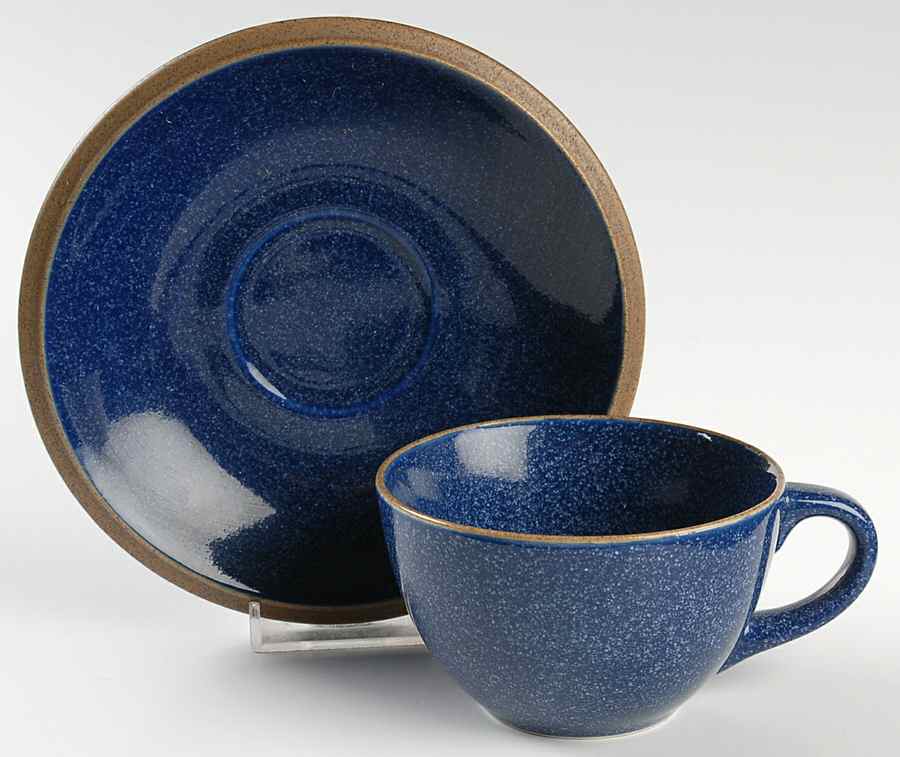 Kalahari Sands Blue Flat Cup & Saucer Set by Crown Ceramics-1