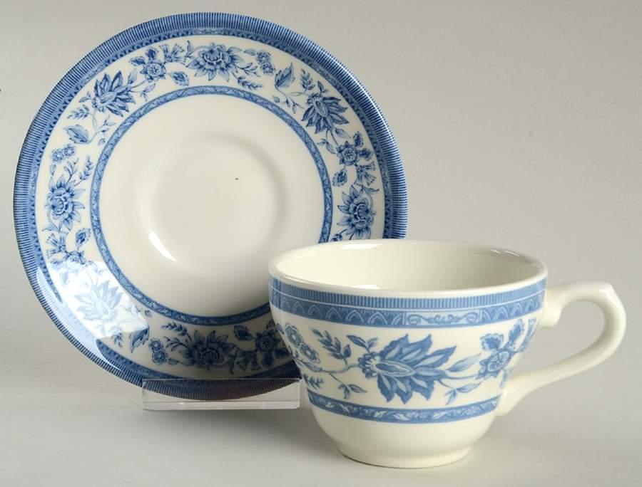 Indian Tree Blue Flat Cup & Saucer Set by Churchill-1