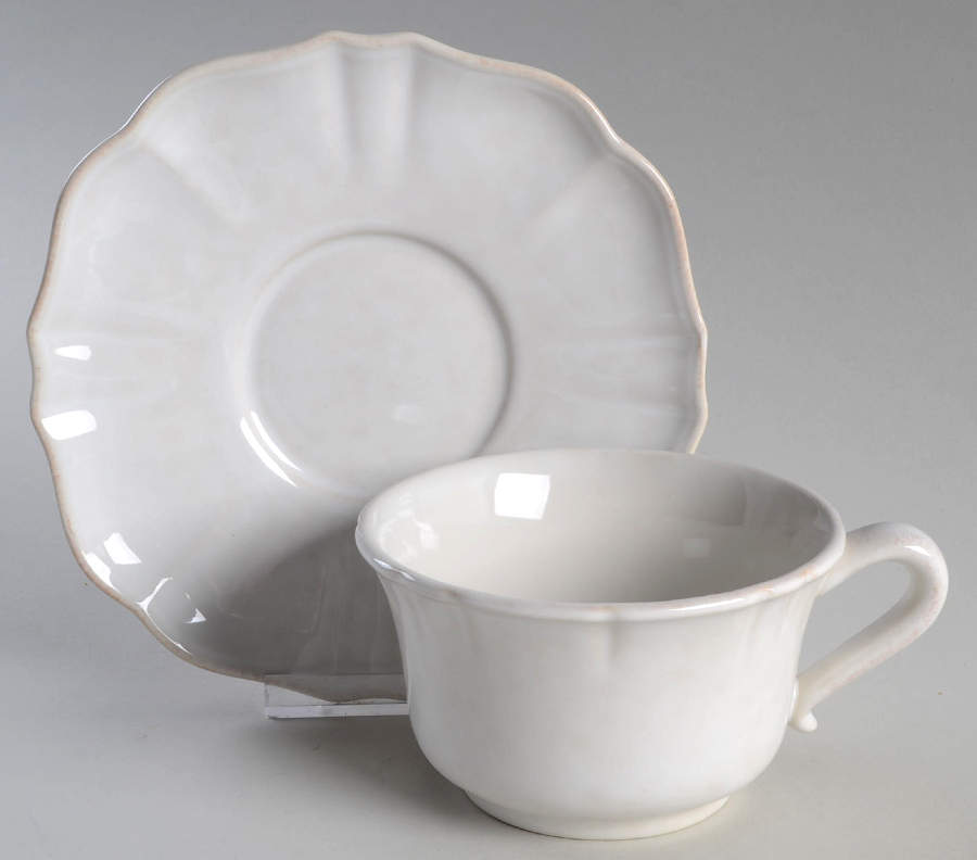 Impressions Linen White Jumbo Cup & Saucer Set by Casafina-1