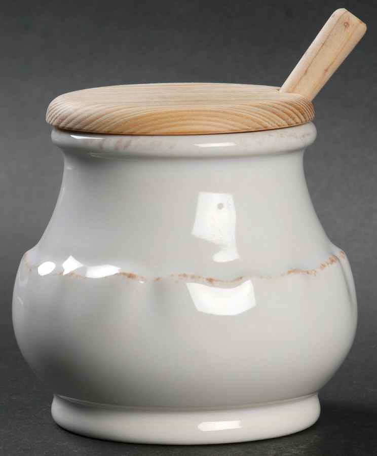 Impressions Linen White Mustard Jar & Lid by Casafina-1