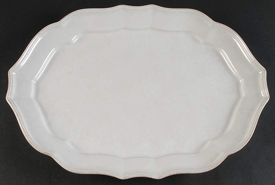 Impressions Linen White 17" Oval Serving Platter by Casafina-1