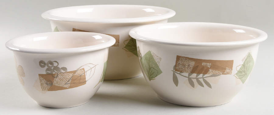 Textured Leaves (Corelle) Mixing Bowl Set (MB10, MB9, MB7) by Corning Corelle-1