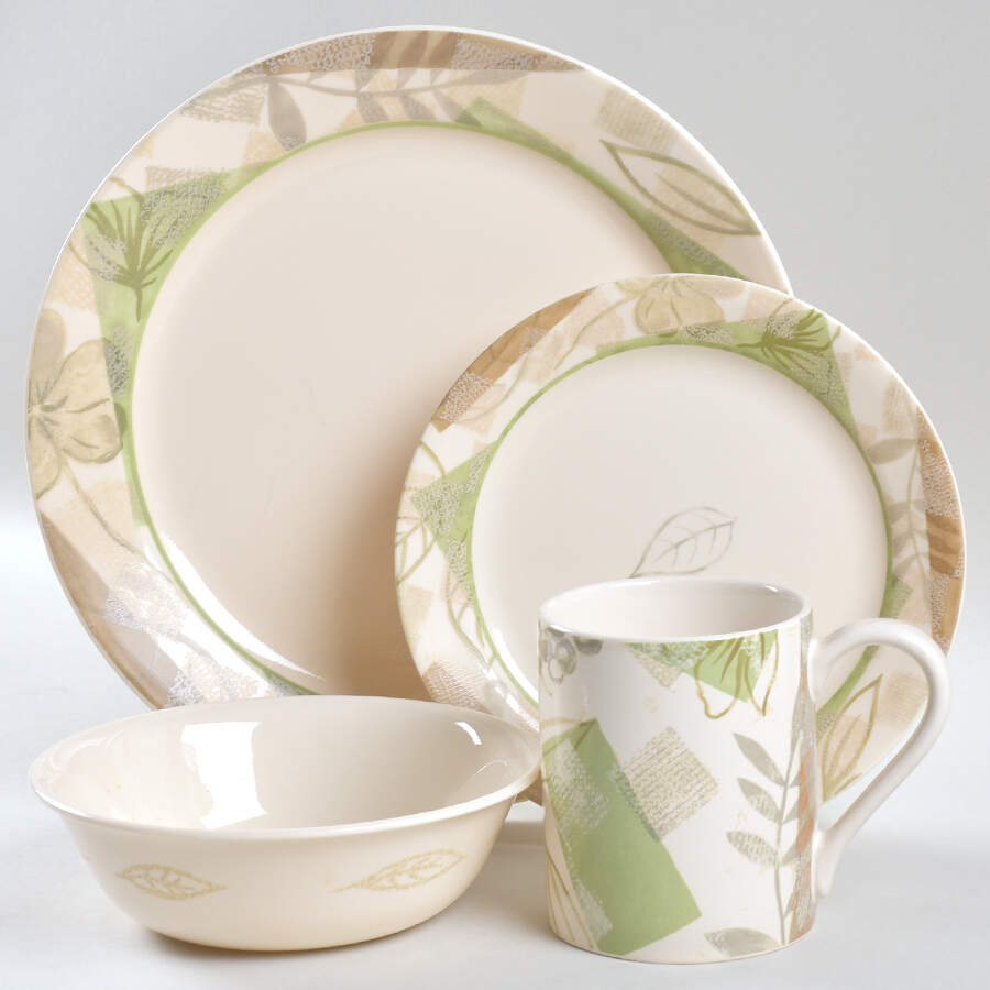 Textured Leaves (Corelle) 4 Piece Place Setting by Corning Corelle-1