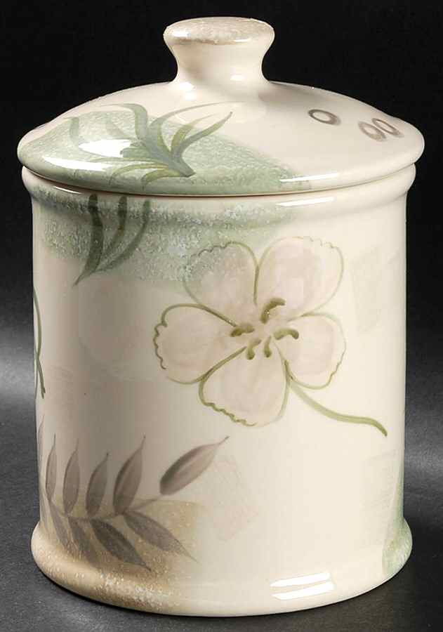 Textured Leaves (Corelle) Large Canister & Lid by Corning Corelle-1