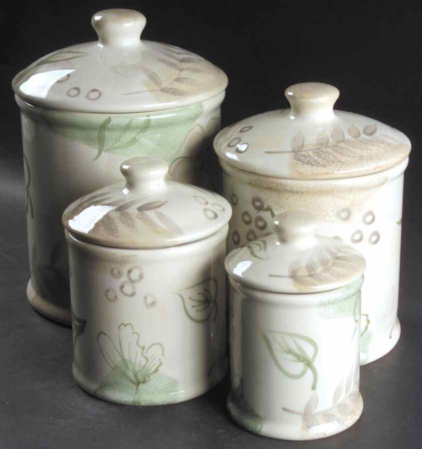 Textured Leaves (Corelle) (4 Piece) Canister Set (Box Set) by Corning Corelle-1