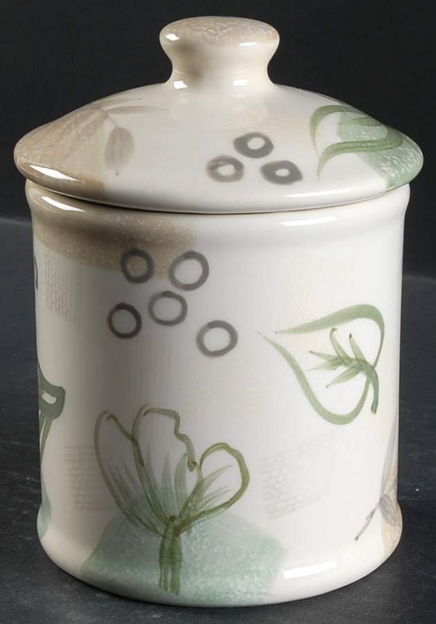 Textured Leaves (Corelle) Medium Canister & Lid by Corning Corelle-1