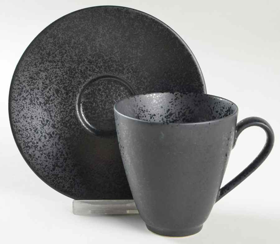 Domo Onyx Flat Cup & Saucer Set by Crate & Barrel-1