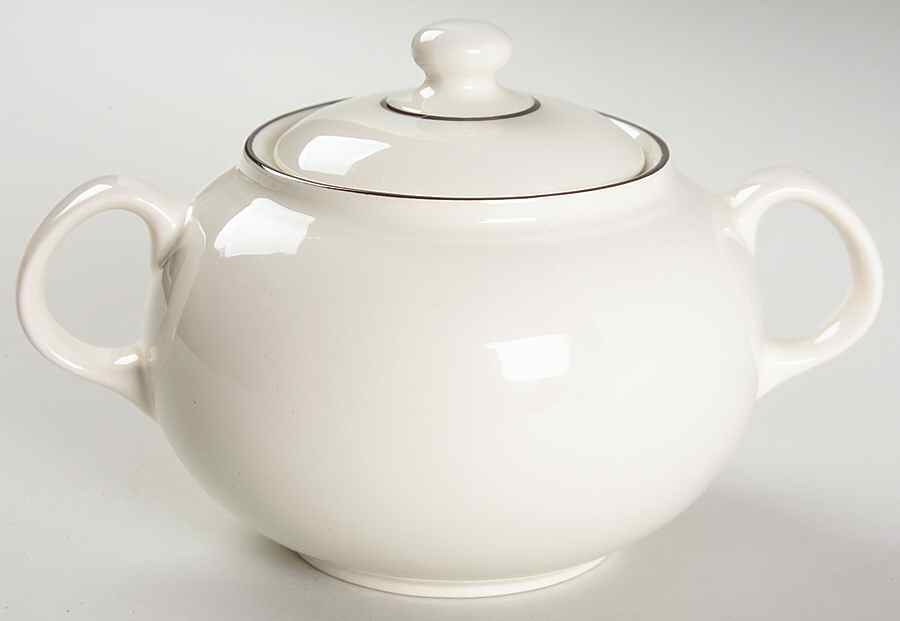 Classique Black Line Sugar Bowl & Lid by Crate & Barrel-1