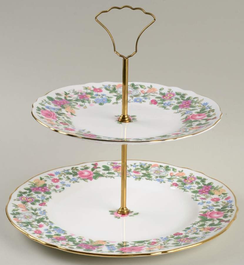 CRS131 2 Tiered Serving Tray (Dinner & Salad Plate) by Crown Staffordshire-1