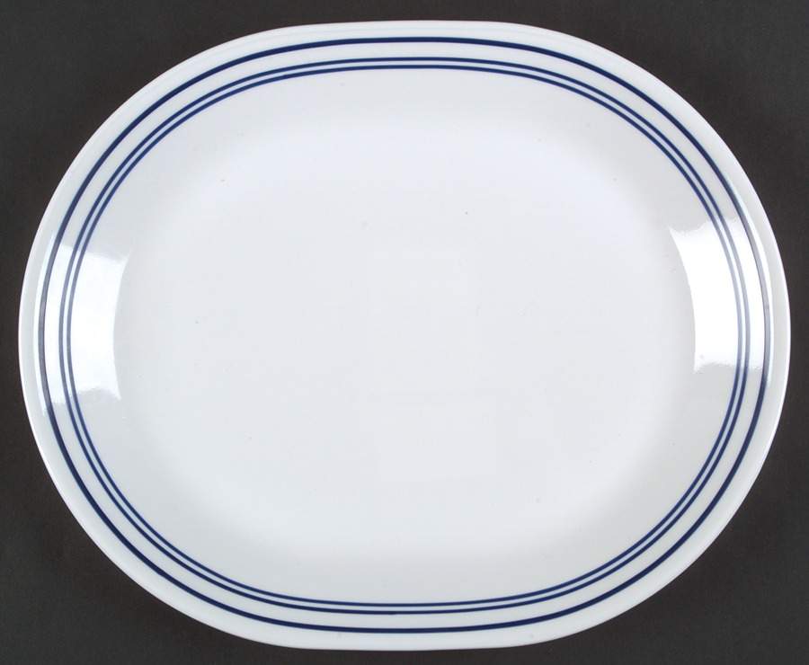 Classic Cafe Blue (Corelle) 12" Oval Serving Platter by Corning Corelle-1
