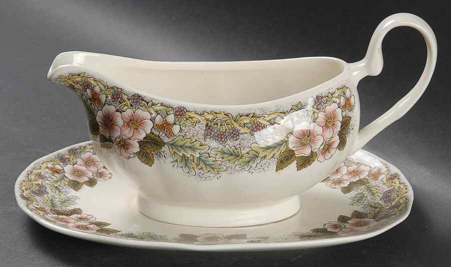 Thanksgiving Multicolor (Made in England) Gravy Boat & Underplate by Churchill-1