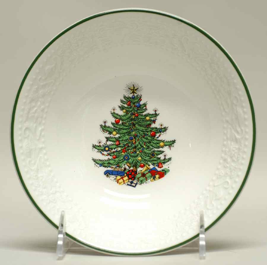Dickens Embossed Christmas (White) Coupe Cereal Bowl by Cuthbertson-1