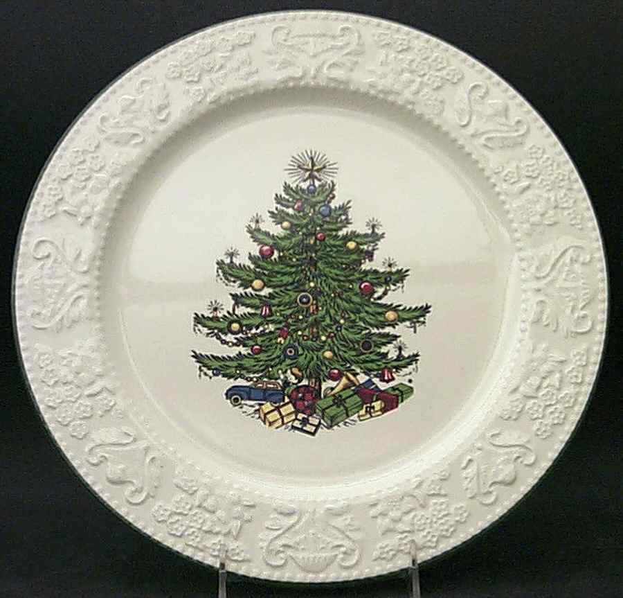 Dickens Embossed Christmas (White) 12" Chop Plate (Round Platter) by Cuthbertson-1