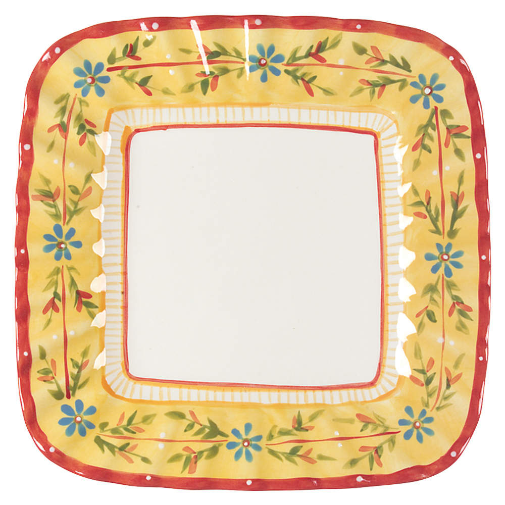 Petit Jardin (Yellow Rim) 11" Square Chop Plate by Culinary Arts-1