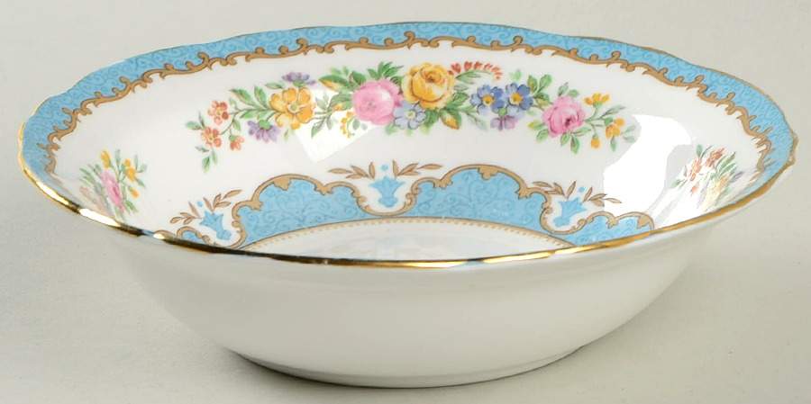Lyric Tunis Blue (Flat Rim) Coupe Cereal Bowl by Crown Staffordshire-1