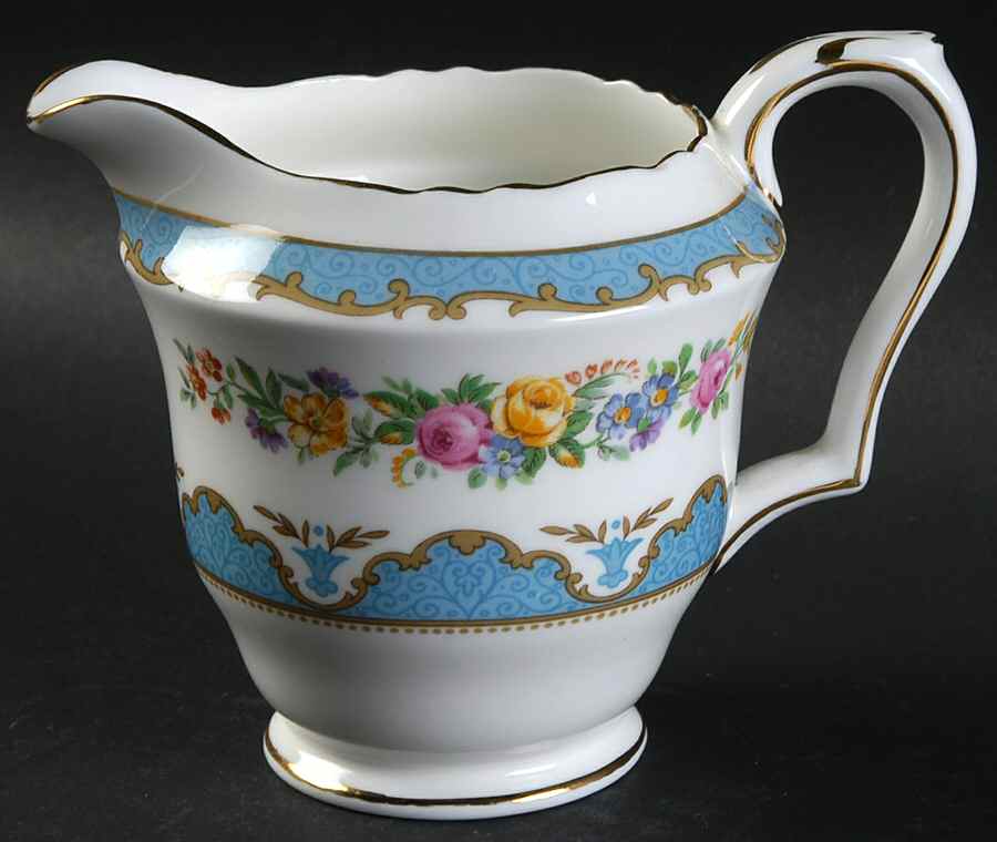 Lyric Tunis Blue (Flat Rim) Creamer by Crown Staffordshire-1