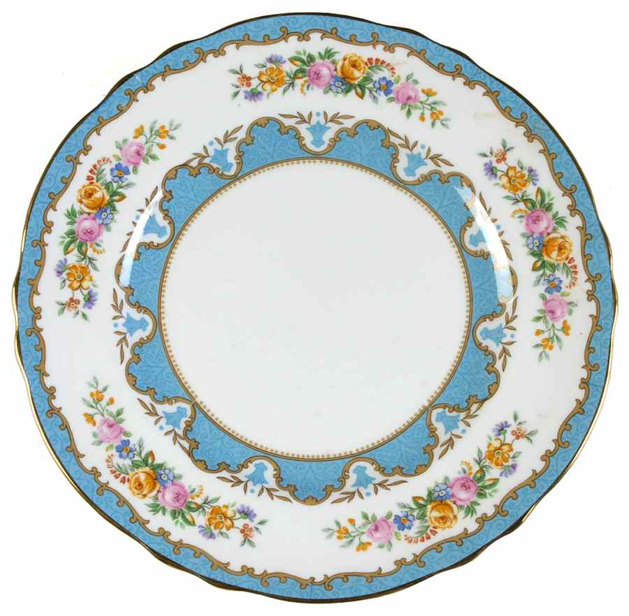 Lyric Tunis Blue (Flat Rim) Salad Plate by Crown Staffordshire-1