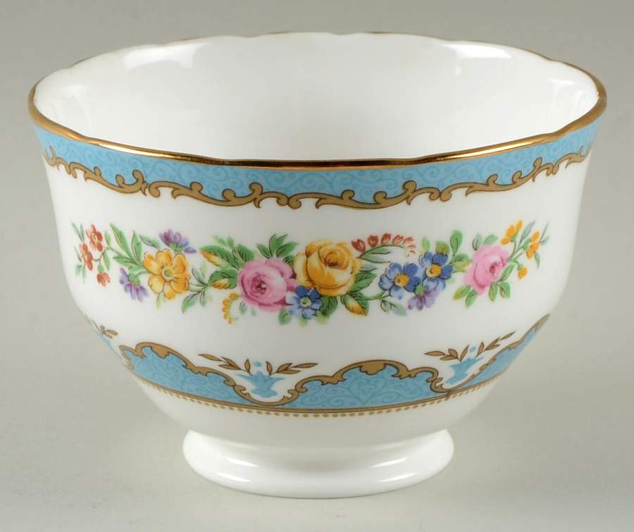 Lyric Tunis Blue (Flat Rim) Cranberry Bowl by Crown Staffordshire-1