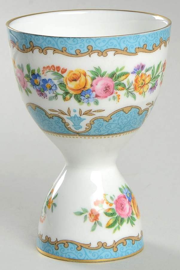 Lyric Tunis Blue (Flat Rim) Single Egg Cup by Crown Staffordshire-1