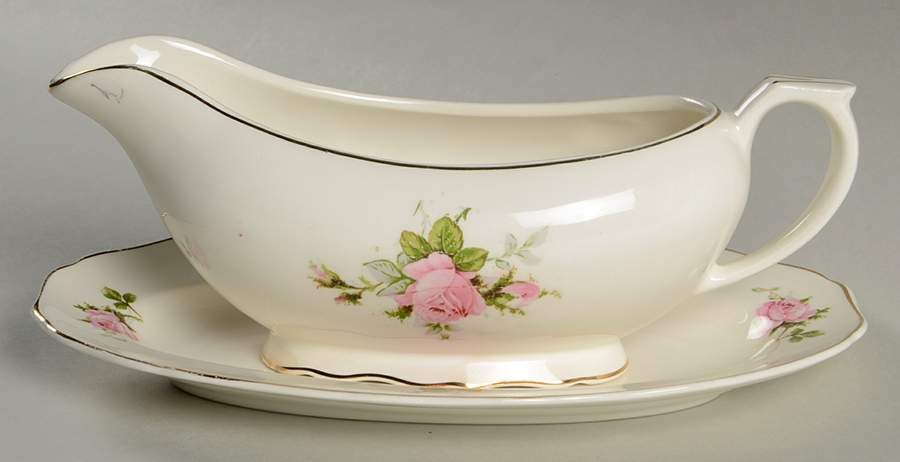 Rose Bouquet Gravy Boat & Underplate/Relish by Canonsburg-1