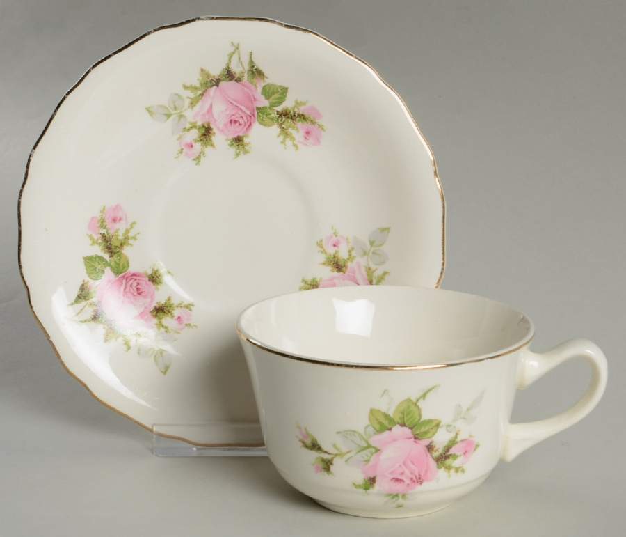 Rose Bouquet Flat Cup & Saucer Set by Canonsburg-1