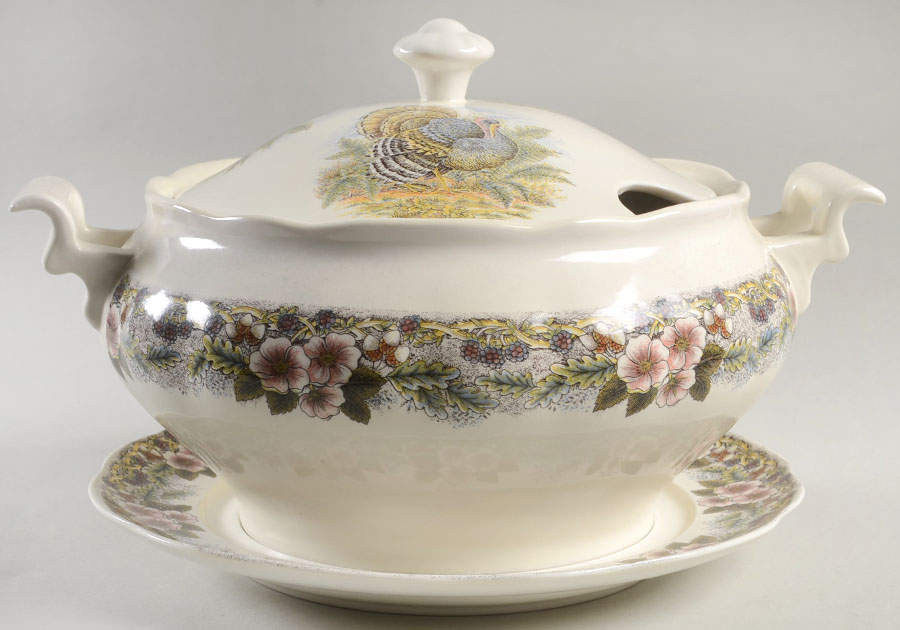 Thanksgiving Multicolor (Non-England) Tureen & Lid w/Underplate by Churchill-1