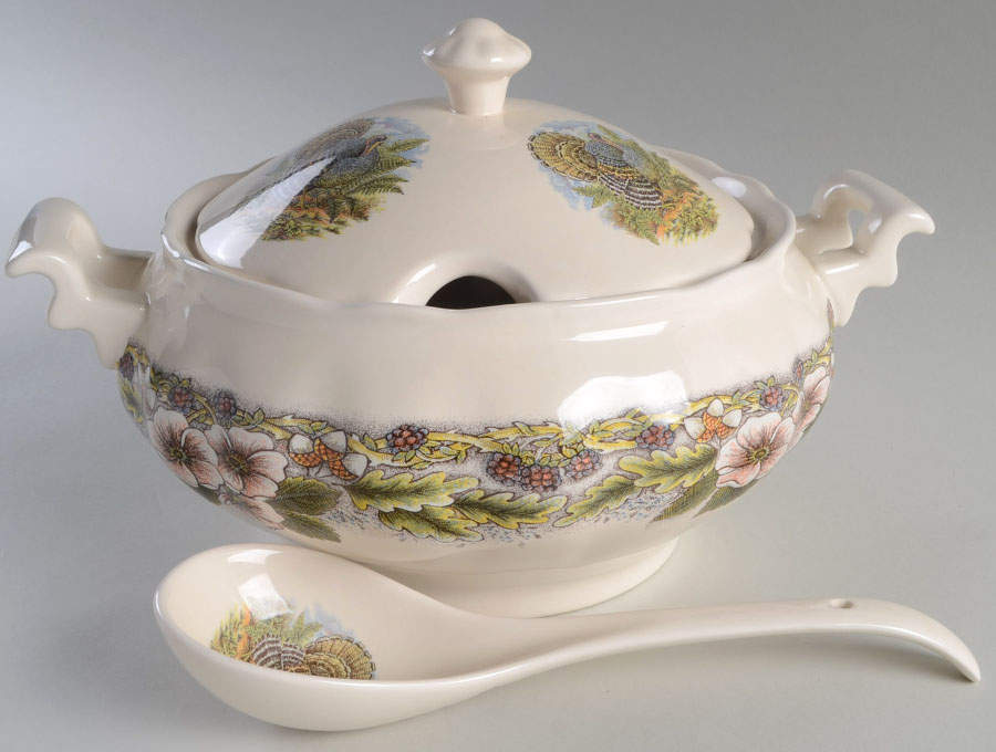 Thanksgiving Multicolor (Non-England) Tureen & Lid w/Ladle by Churchill-1