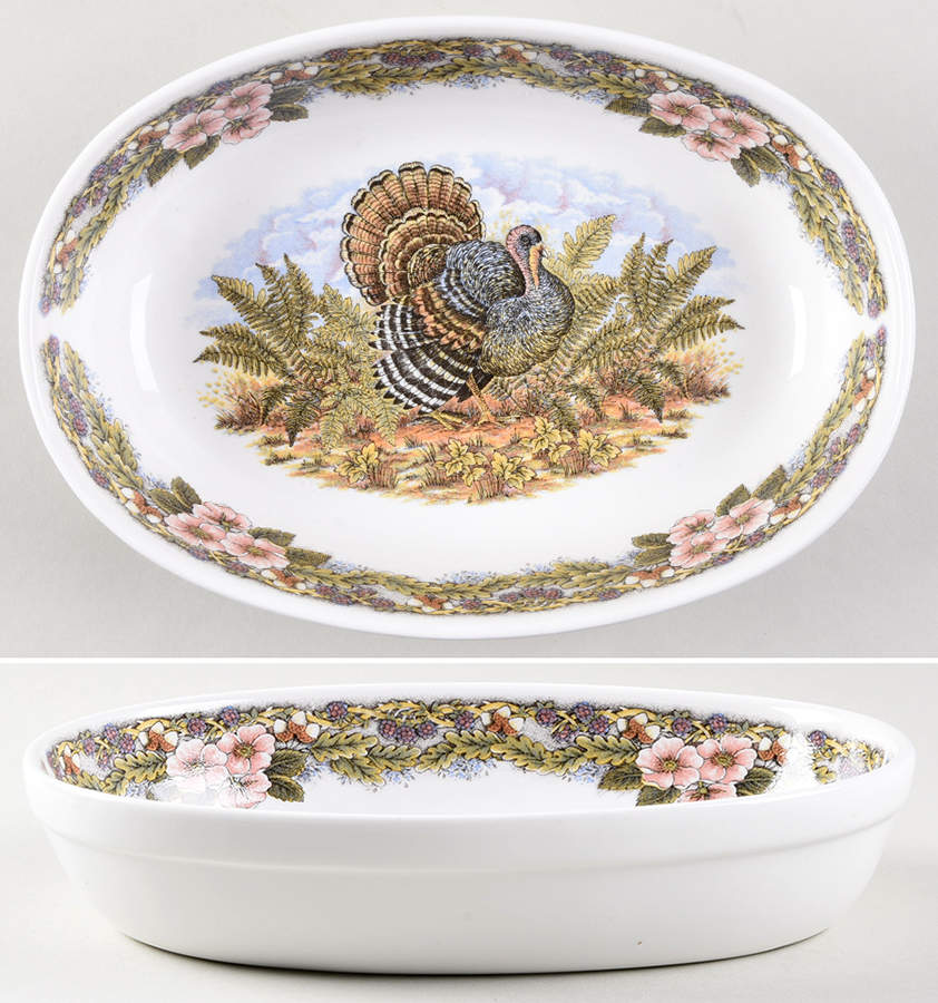 Thanksgiving Multicolor (Non-England) 9" Oval Baker by Churchill-1