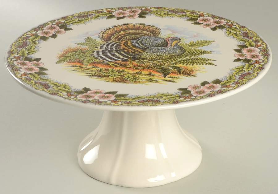 Thanksgiving Multicolor (Non-England) 11" Diameter Pedestal Cake Stand by Churchill-1