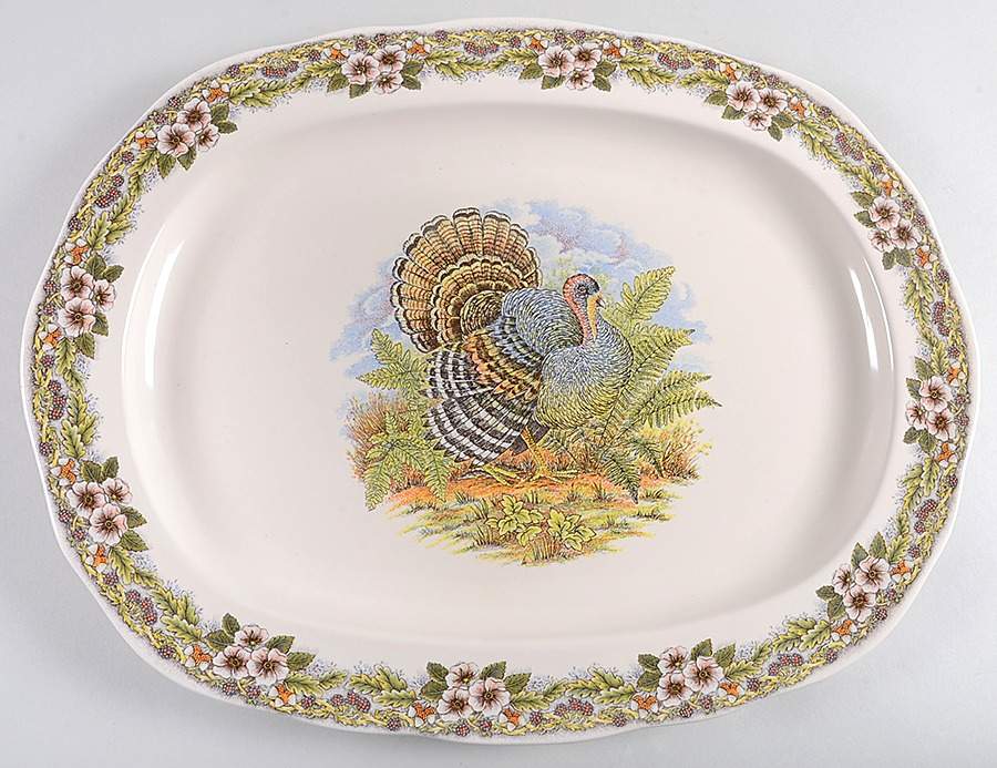 Thanksgiving Multicolor (Non-England) 18" Oval Serving Platter by Churchill-1