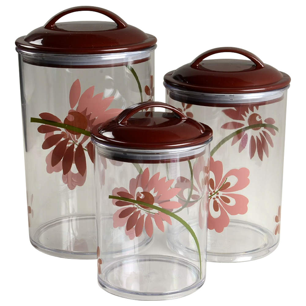 Pretty Pink (Corelle) (3 Piece) Acrylic Canister Set by Corning Corelle-1