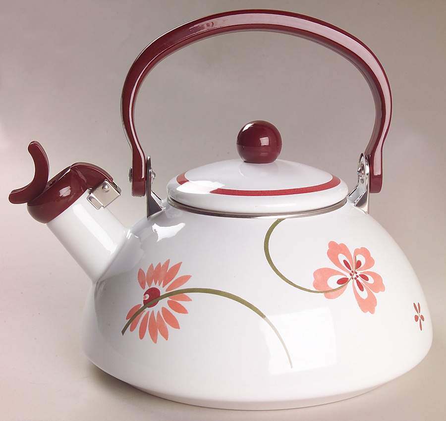 Pretty Pink (Corelle) Metal Whistler Kettle & Lid by Corning Corelle-1
