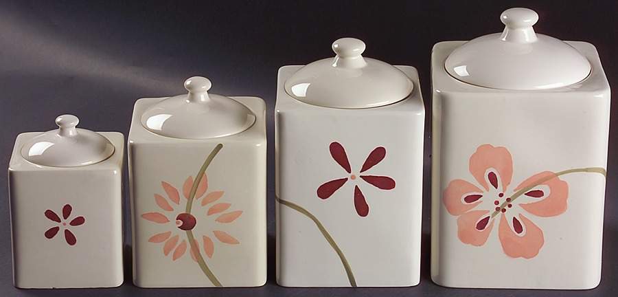 Pretty Pink (Corelle) (4 Piece) Canister Set (Box Set) by Corning Corelle-1