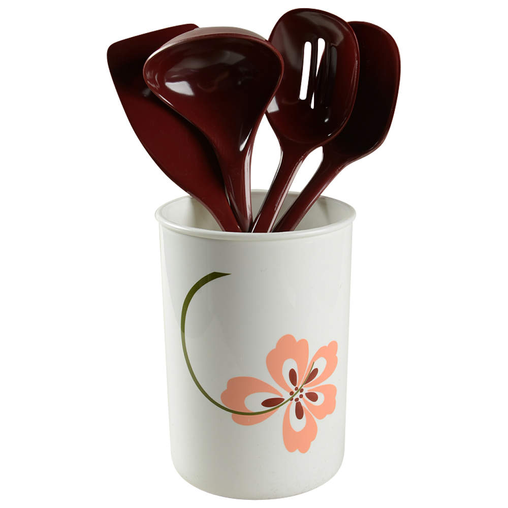 Pretty Pink (Corelle) Utensil Set (Holder & Utensils) by Corning Corelle-1