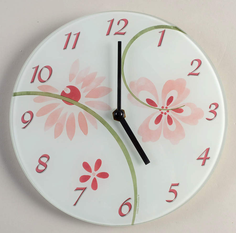 Pretty Pink (Corelle) Tempered Glass Wall Clock by Corning Corelle-1