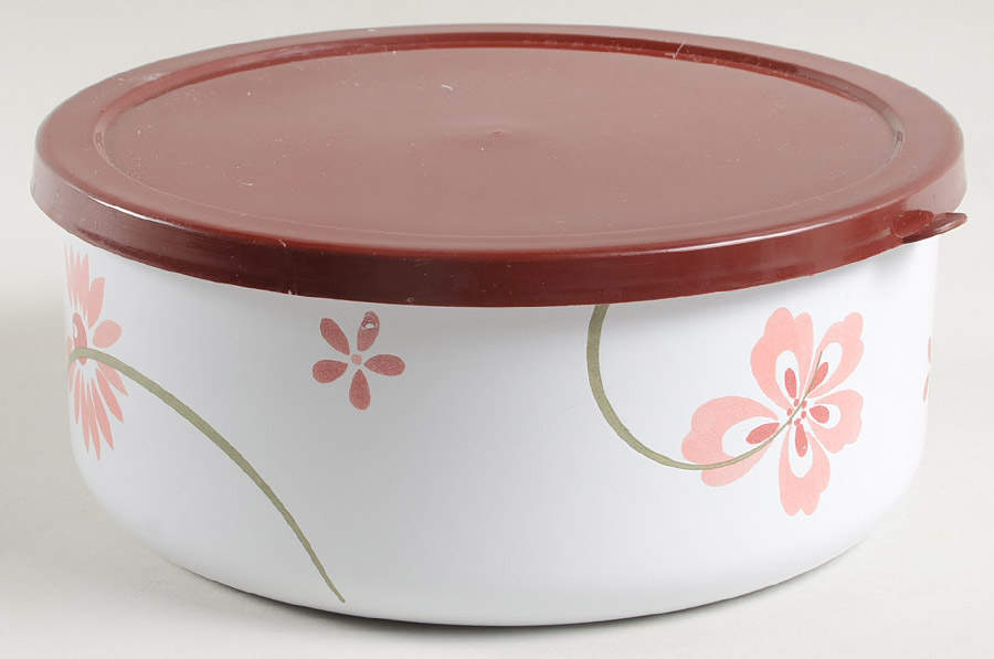 Pretty Pink (Corelle) 7" Metal Bowl & Plastic Lid by Corning Corelle-1