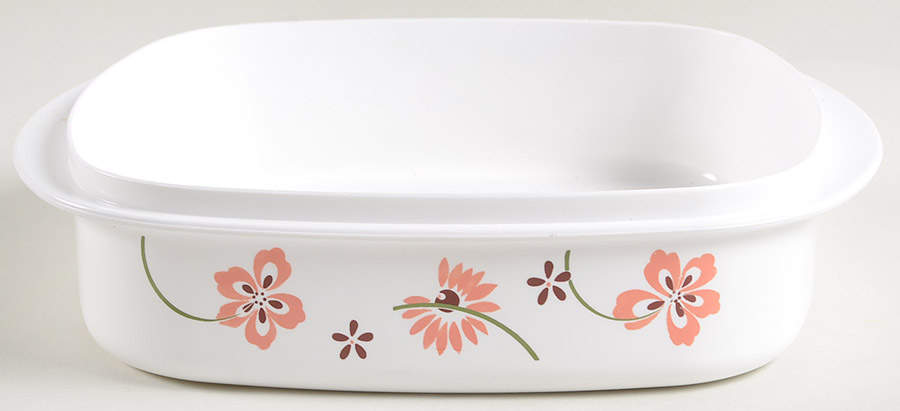 Pretty Pink (Corelle) 40 Oz Square Plastic Microwave Bowl, No Vent Lid by Corning Corelle-1