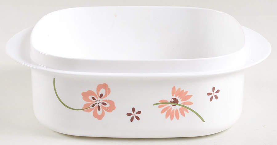Pretty Pink (Corelle) 16 Oz Square Plastic Microwave Bowl, No Vent Lid by Corning Corelle-1
