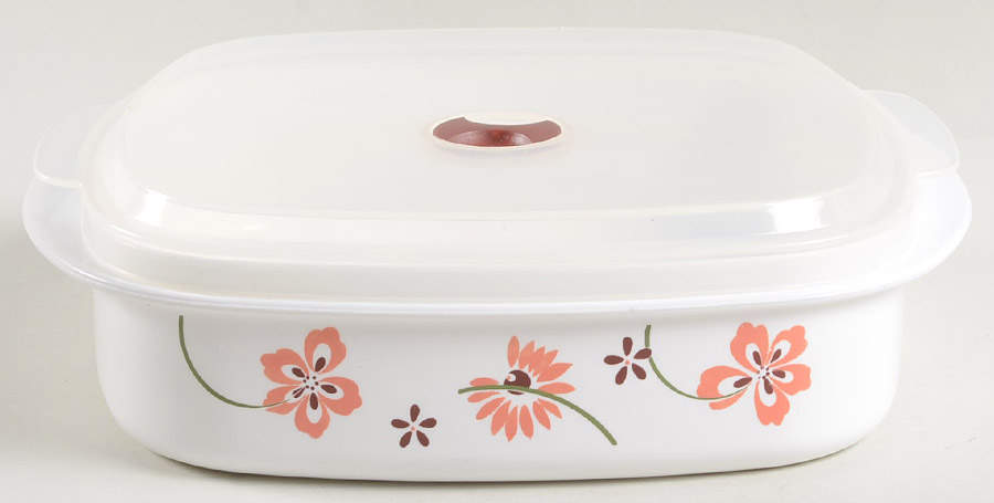 Pretty Pink (Corelle) 40 Oz Square Plastic Microwave Bowl w/Vent Lid by Corning Corelle-1