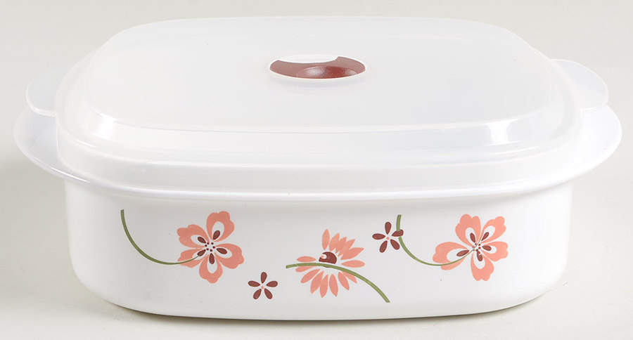 Pretty Pink (Corelle) 28 Oz Square Plastic Microwave Bowl w/Vent Lid by Corning Corelle-1