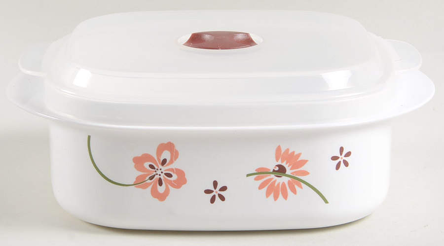 Pretty Pink (Corelle) 16 Oz Square Plastic Microwave Bowl w/Vent Lid by Corning Corelle-1