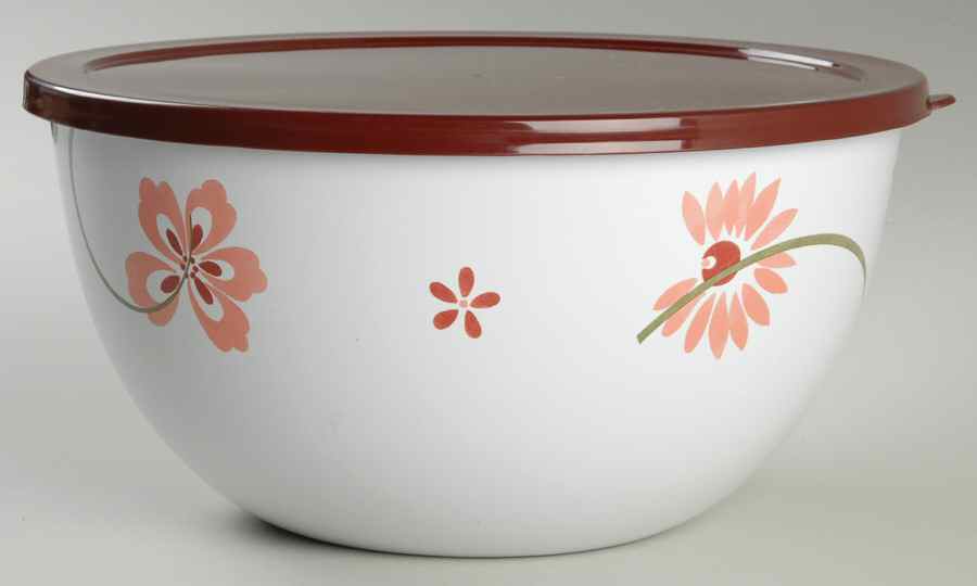 Pretty Pink (Corelle) 9 5/8" Metal Bowl with Plastic Lid by Corning Corelle-1