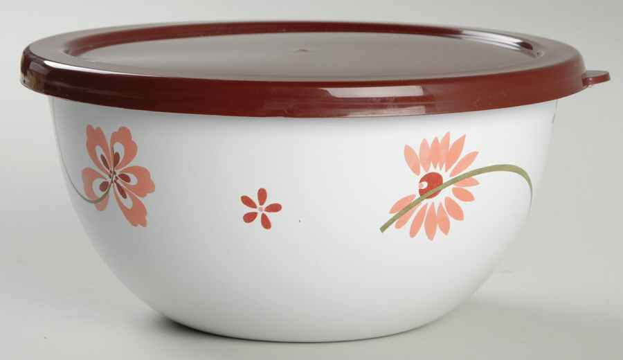 Pretty Pink (Corelle) 6 7/8" Metal Bowl W/Plastic Lid by Corning Corelle-1