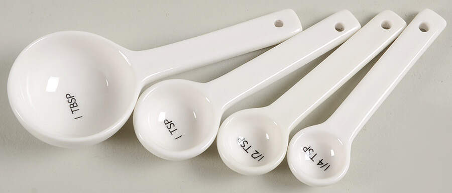 Aspen (Essential) (4 Pc) Ceramic Measuring Spoon Set by Crate & Barrel-1