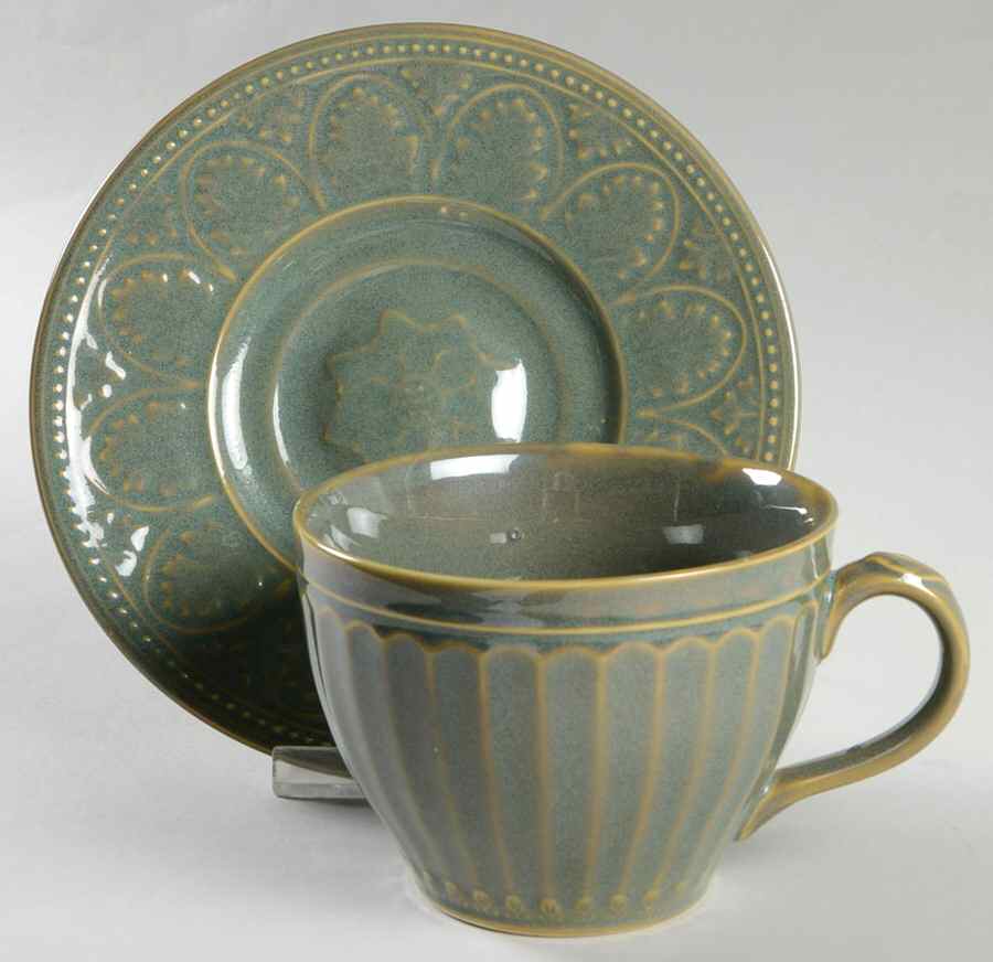 Parthenon Green Flat Cup & Saucer Set by Coventry (PTS)-1