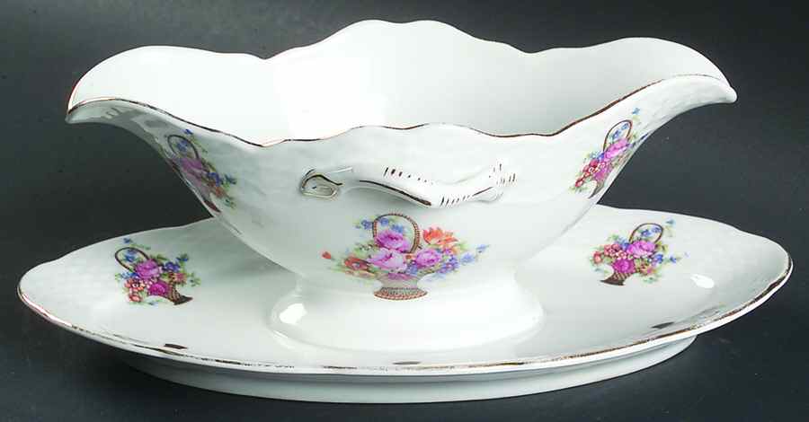 CZE188 Gravy Boat with Attached Underplate by Czechia-Czechoslovakia-1