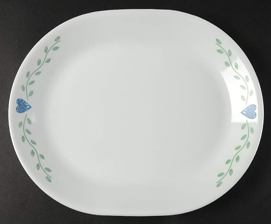 Hearts & Vines (Corelle) 12" Oval Serving Platter by Corning Corelle-1
