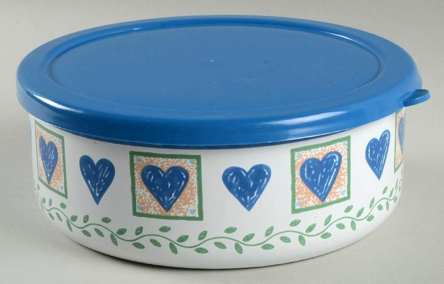 Hearts & Vines (Corelle) 6" Metal Bowl W/Plastic Lid by Corning Corelle-1